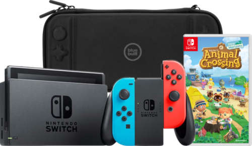 Nintendo Switch Rood/Blauw + Animal Crossing New Horizons + Bluebuilt Travel Case