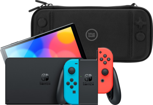 Nintendo Switch OLED Blauw/Rood + Bluebuilt Travel Case