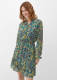 Q/S designed by gebloemde semi-transparante jurk blauw/groen/geel