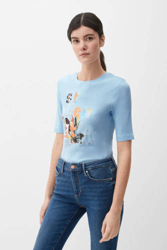 s.Oliver RED LABEL T-shirt met printopdruk blauw
