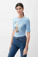 s.Oliver RED LABEL T-shirt met printopdruk blauw
