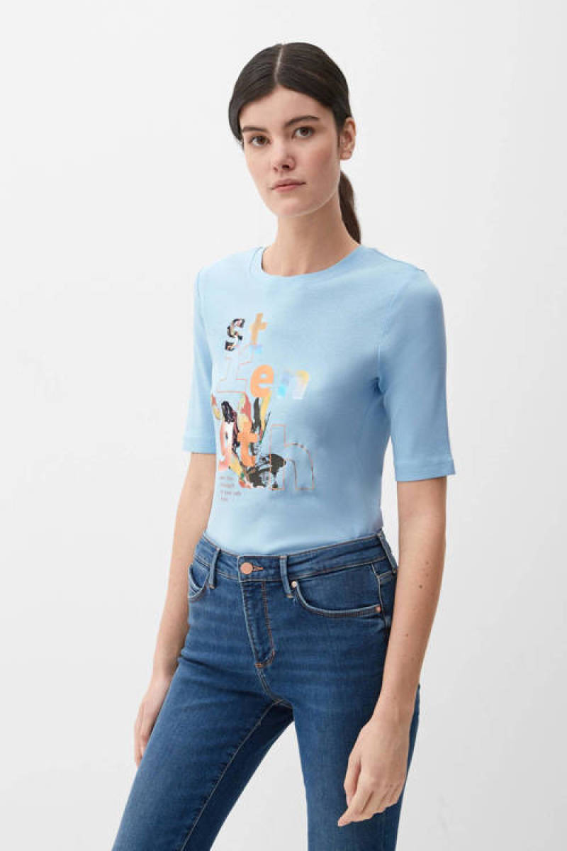 s.Oliver RED LABEL T-shirt met printopdruk blauw