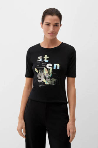s.Oliver RED LABEL T-shirt met printopdruk zwart