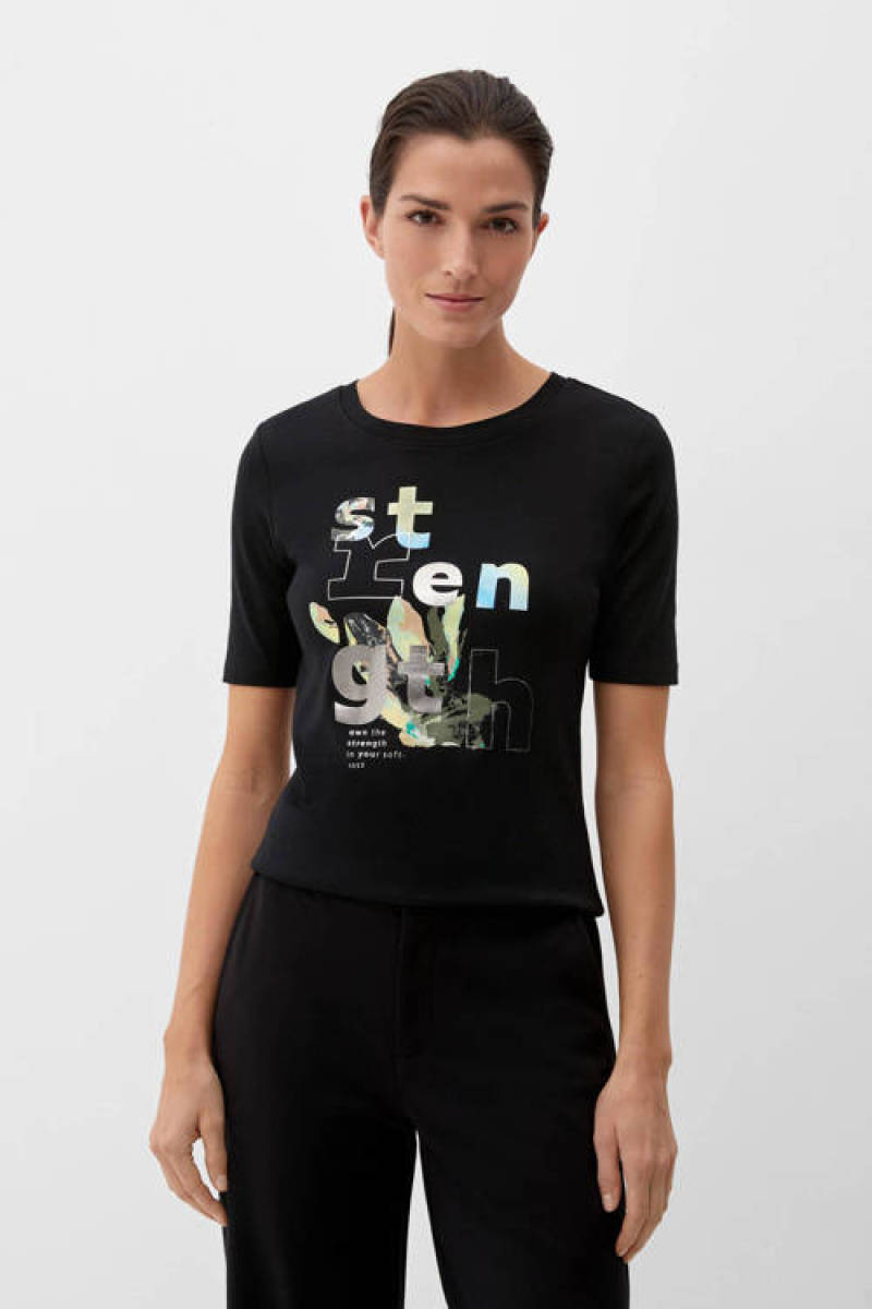 s.Oliver RED LABEL T-shirt met printopdruk zwart
