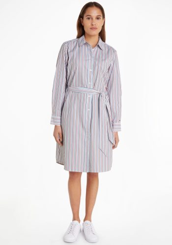 Tommy hilfiger Jurk met overhemdkraag ORG CO GBL STP KNEE SHIRT DRESS