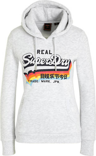 Superdry hoodie met logo lichtgrijs