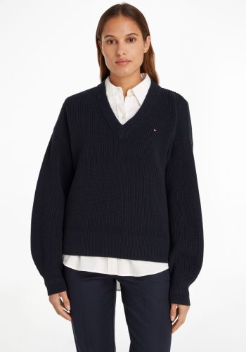 Tommy hilfiger Gebreide trui V-NK SWEATER COTTON RIB KNIT