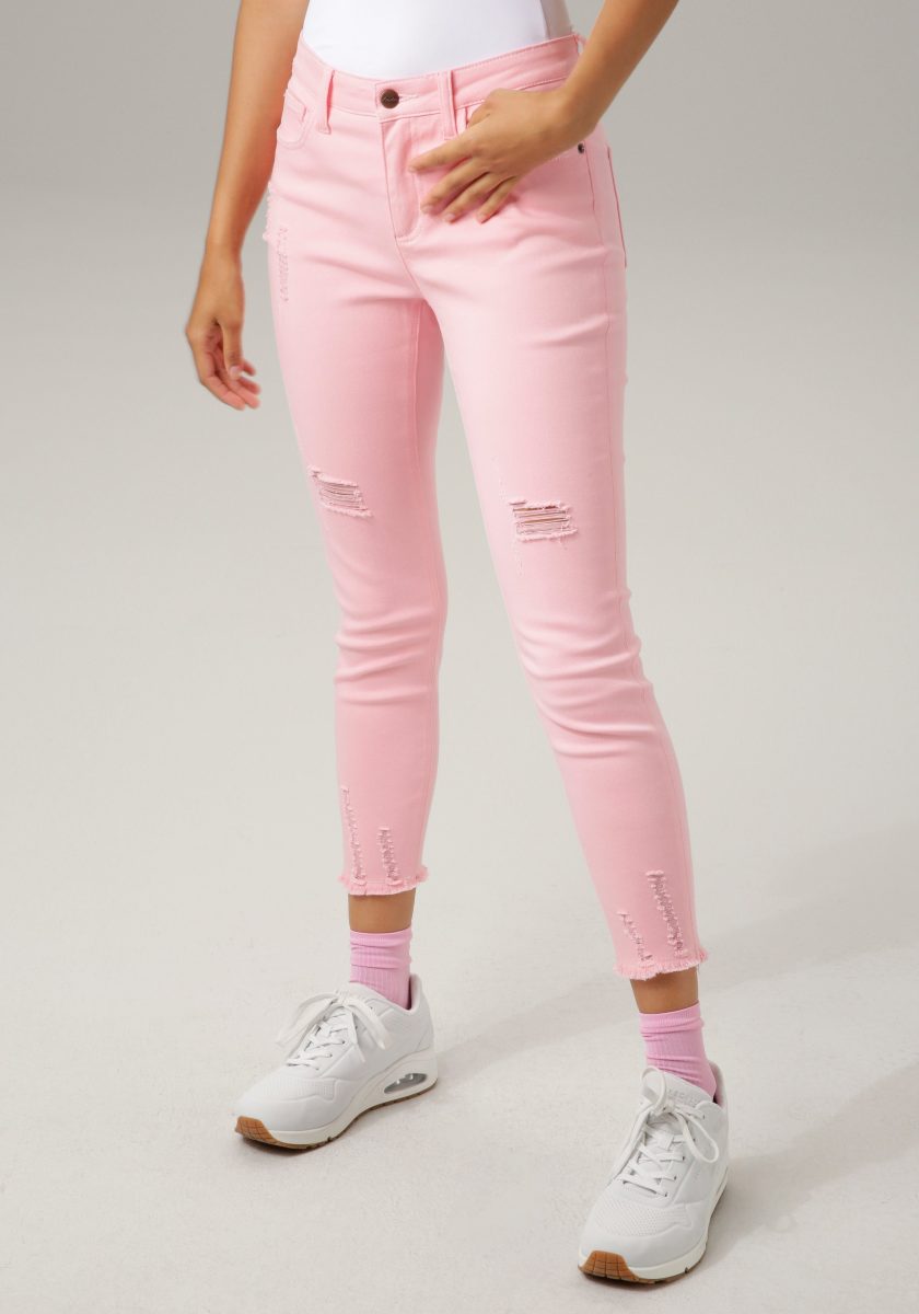 Aniston CASUAL Skinny fit jeans met vernietigde werking
