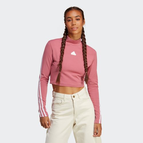 adidas Sportswear Shirt met lange mouwen FUTURE ICONS 3-STRIPE MOCK nek crop top