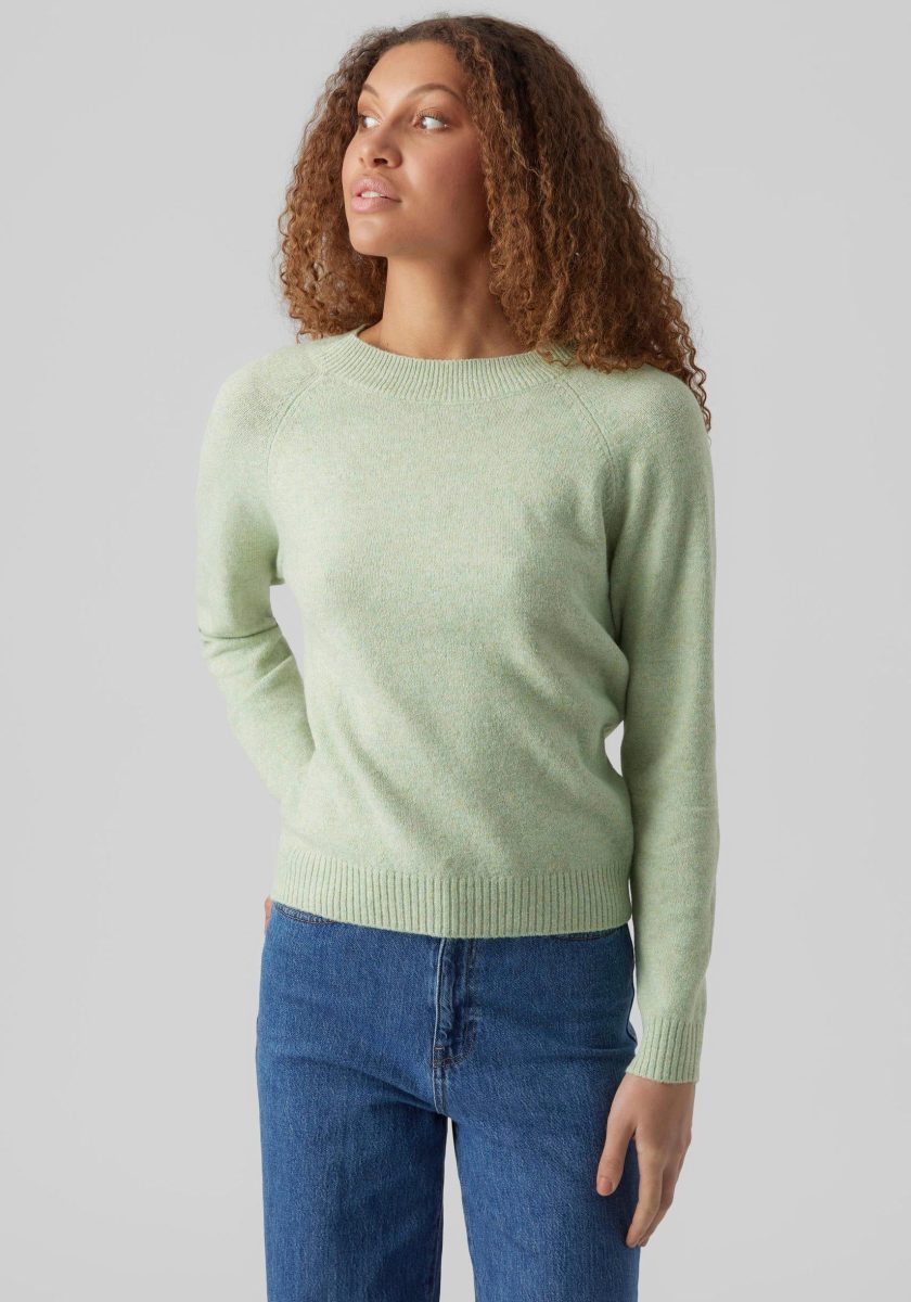 VERO MODA gebreide trui VMDOFFY van gerecycled polyester groen