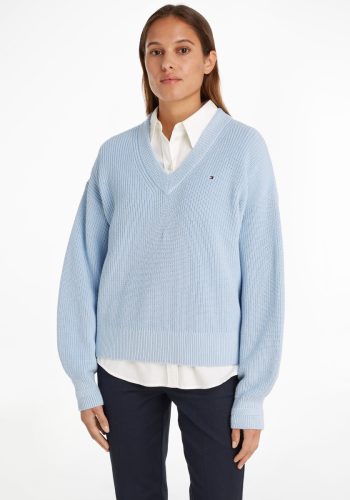 Tommy hilfiger Gebreide trui V-NK SWEATER COTTON RIB KNIT