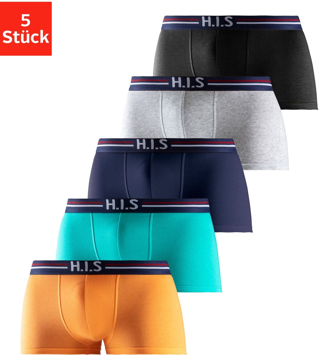 H.I.S Hipster met strepen en logo in de band (set, 5 stuks)
