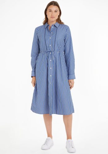 Tommy hilfiger Blousejurkje ORG CO STRIPE MIDI SHIRT-DRESS