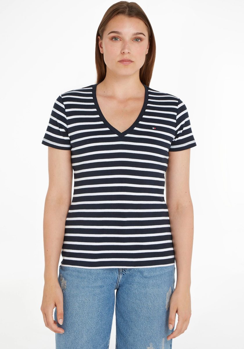 Tommy hilfiger Shirt met korte mouwen SLIM CODY RIB V-NECK SS