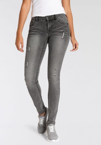 Arizona Skinny fit jeans Met contrastnaden en klepzakken Low Waist