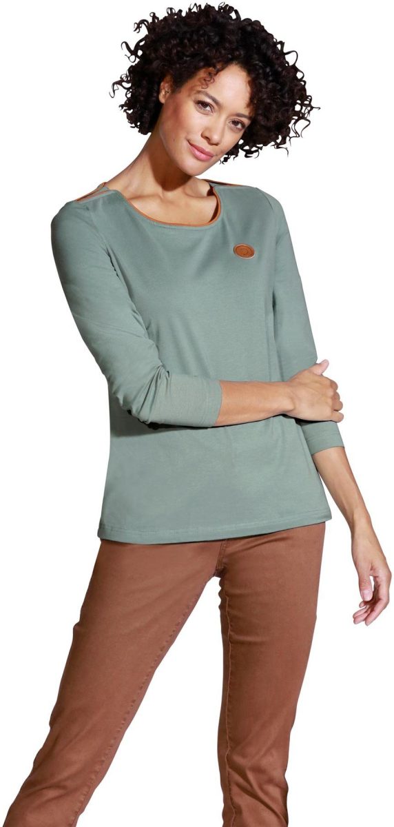 CREATION L PREMIUM Shirt met lange mouwen Pima-katoenen shirt (1-delig)