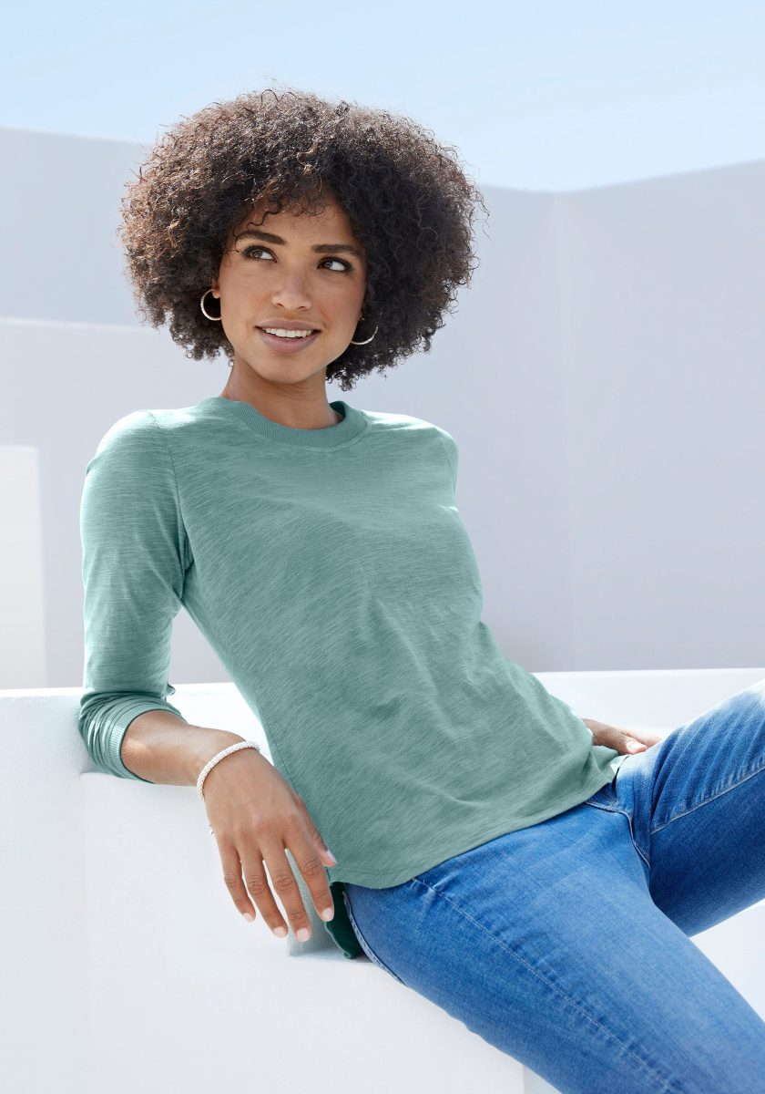 Vivance Shirt met lange mouwen met logoborduursel