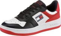 Tommy Jeans leren sneakers zwart/rood/wit