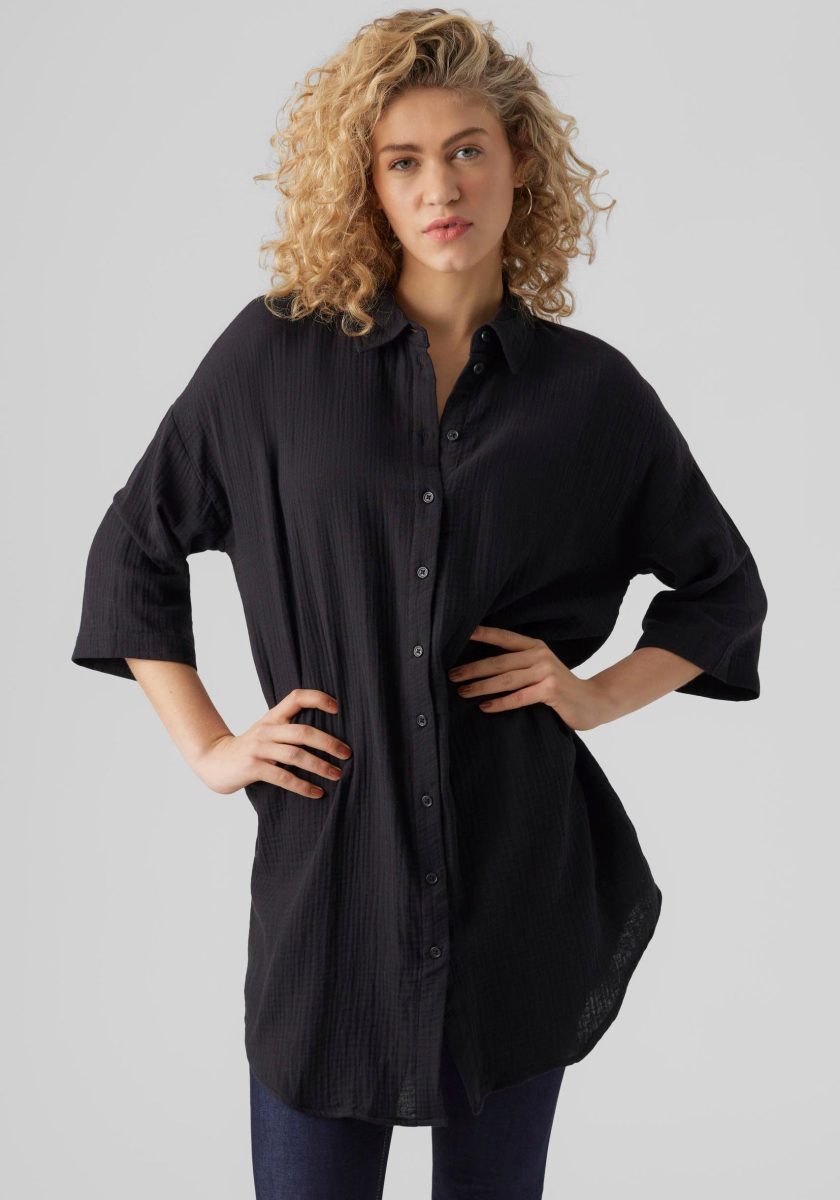 VERO MODA Jurk met overhemdkraag VMNATALI 3/4 LONG OVERSHIRT NOOS