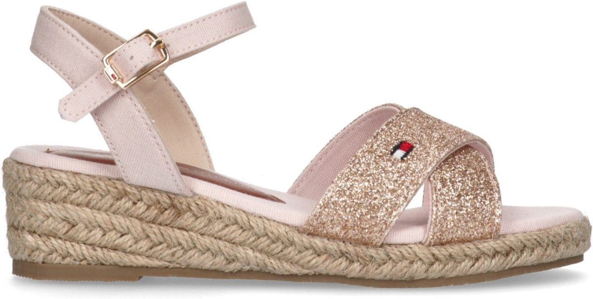 Tommy hilfiger Sleehaksandaaltjes ROPE WEDGE SANDAL POWDER PINK