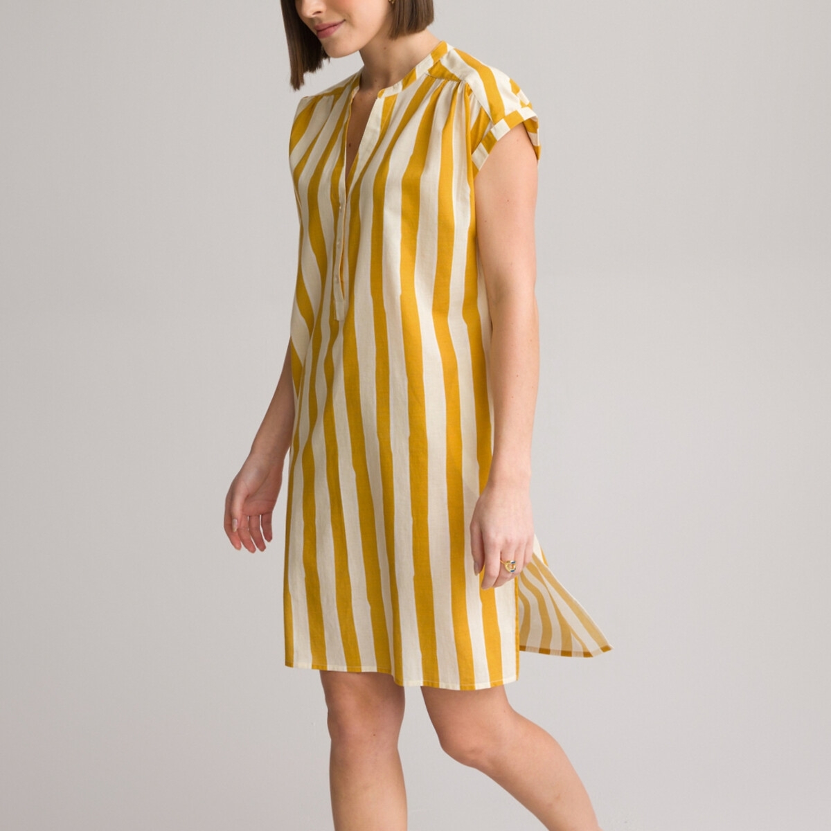 Anne Weyburn Gestreepte blouse, tuniekhals, korte mouwen
