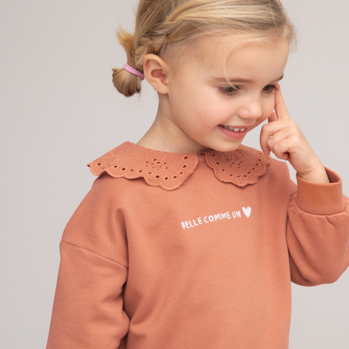 La Redoute Collections Sweater met Claudine kraag en geborduurde tekst, in molton