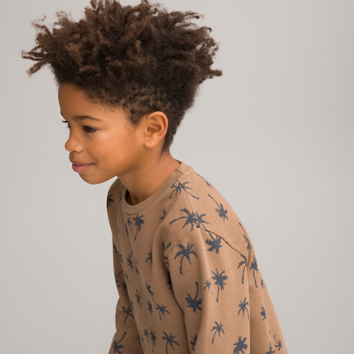 La Redoute Collections Sweater met ronde hals in molton, palmboomprint