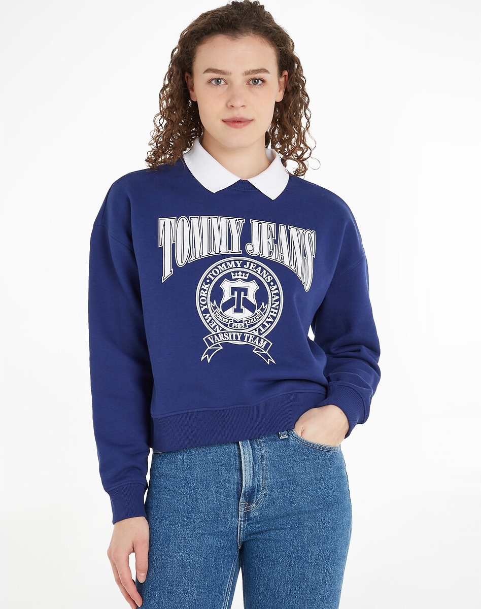 Tommy Jeans Hoodie met polokraag, motief vooraan