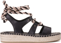 La Redoute Collections Sandalen in leer met sleehak, bandjes aan de enkels