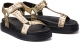 La Redoute Collections Sandalen in leer, goudkleurig, met sleehak