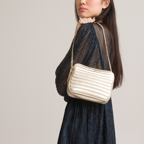 La Redoute Collections Gematelasseerde handtas in leer, metallic effect