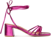 La Redoute Collections Sandalen in leer met brede hak, bandjes te strikken