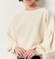 Sessun Sweater met ronde hals en pofmouwen met fronsjes Yuno