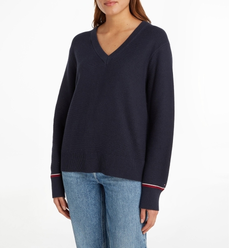 Tommy hilfiger Trui met V-hals in katoentricot