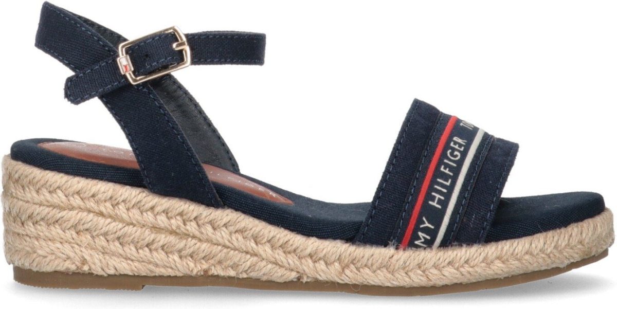 Tommy hilfiger Sleehaksandaaltjes ROPE WEDGE SANDAL BLUE
