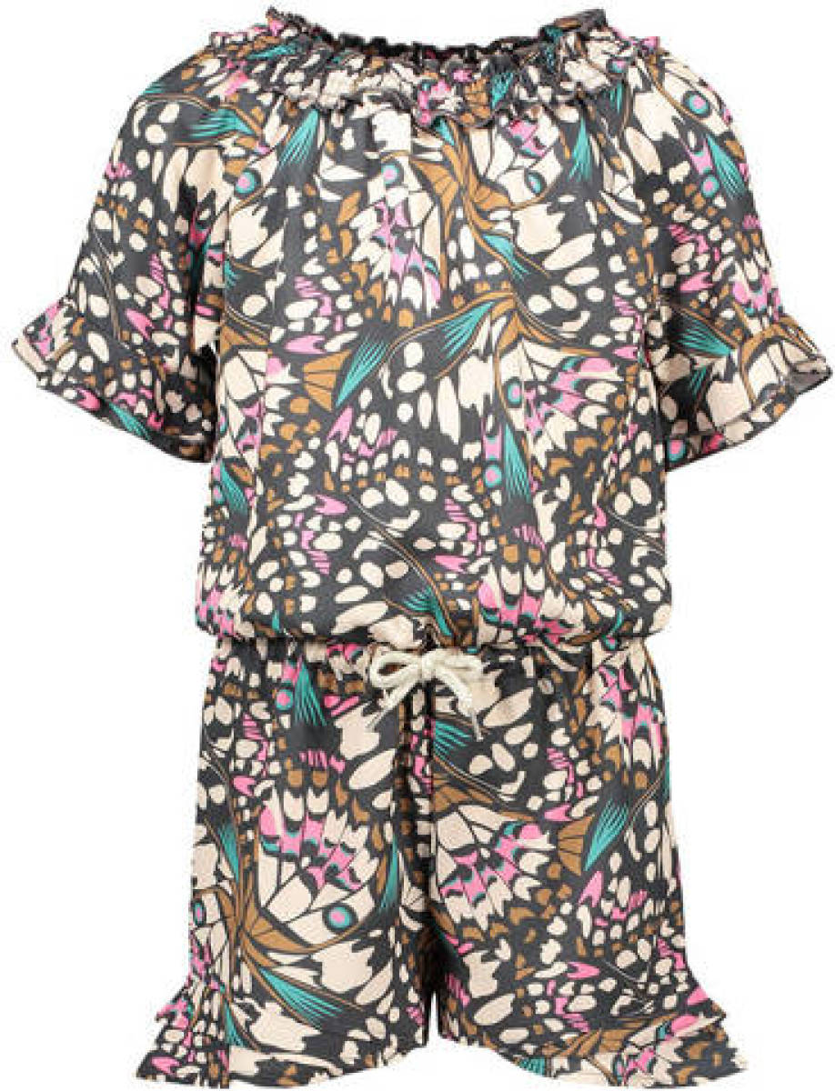 Like Flo jumpsuit met all over print grijs