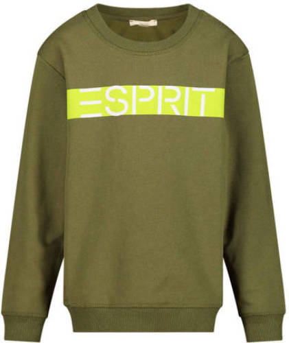 Esprit sweater met logo olijfgroen