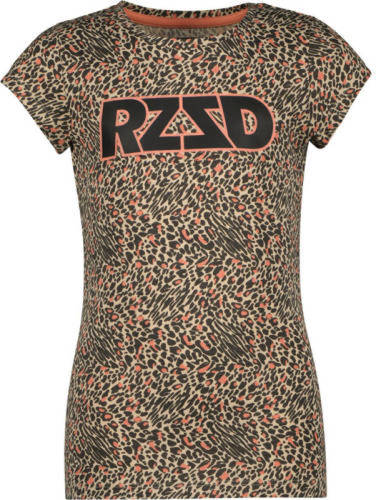 Raizzed T-shirt met dierenprint bruin/roze