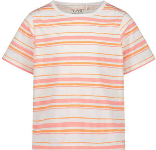 Esprit gestreept T-shirt oranje/roze/wit
