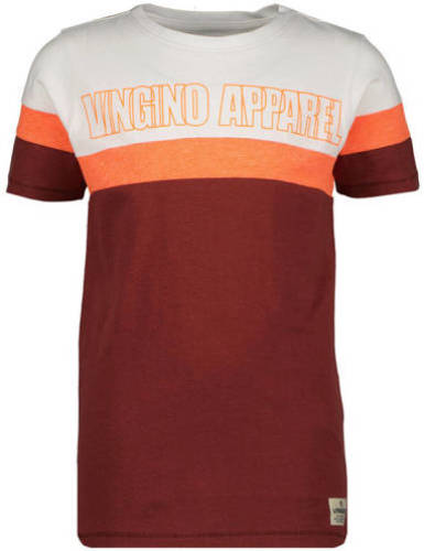 Vingino T-shirt met tekst wit/wijnrood/oranje