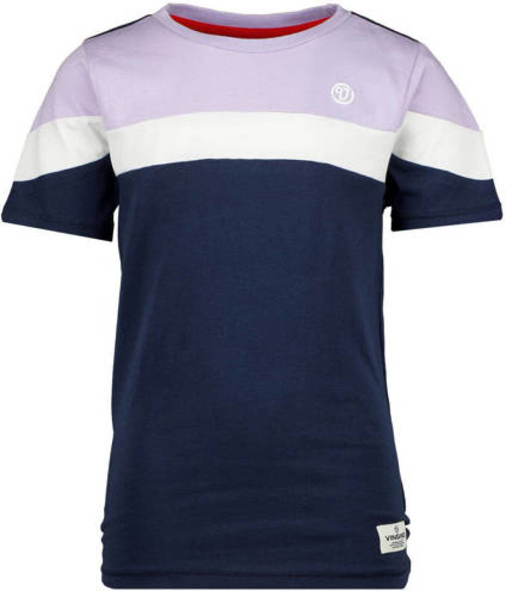 Vingino T-shirt van biologisch katoen donkerblauw/lila/wit