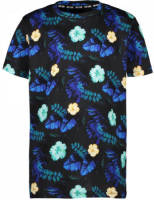 Cars T-shirt met bladprint zwart/blauw