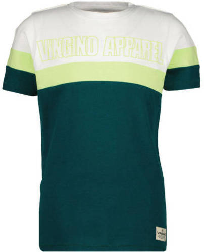 Vingino T-shirt met logo donkergroen/lichtgroen/wit