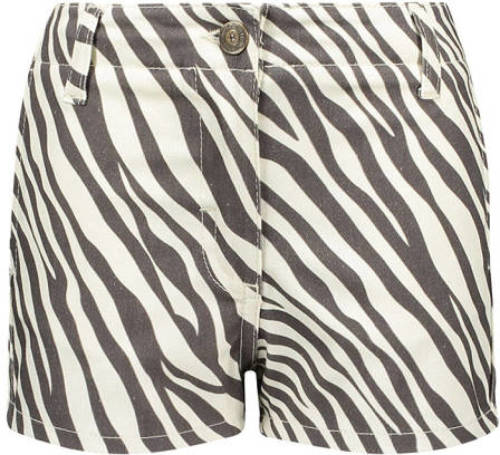 Like Flo slim fit short met zebraprint ecru