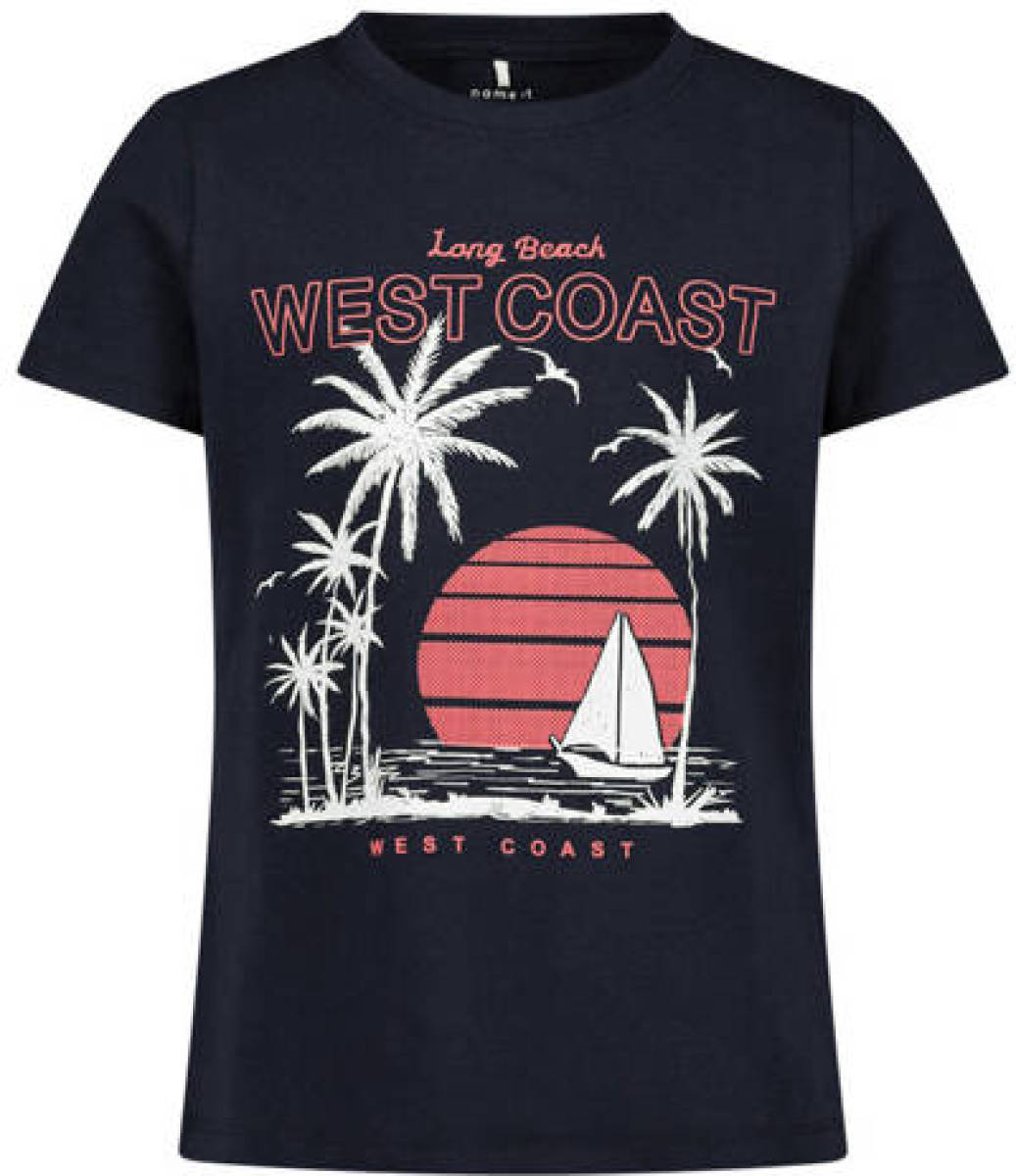 NAME IT T-shirt met biologisch katoen donkerblauw