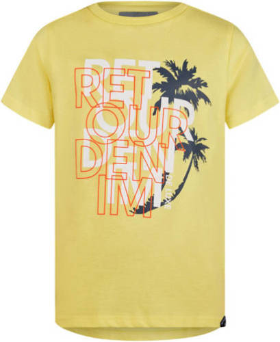 Retour Denim T-shirt Antony met printopdruk geel