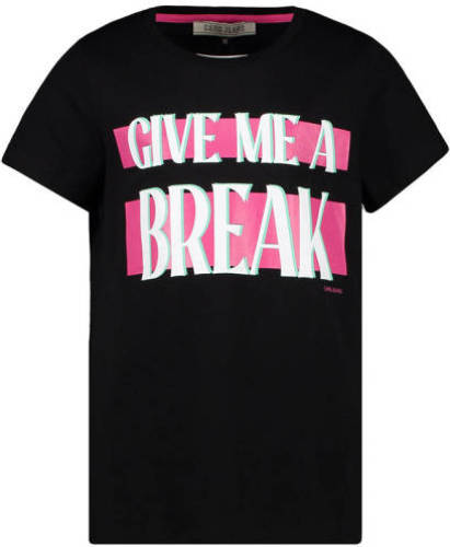 Cars T-shirt met tekst zwart/roze