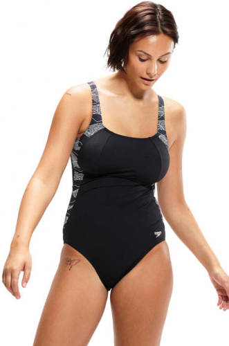 Speedo corrigerend badpak Lunalustre zwart/wit