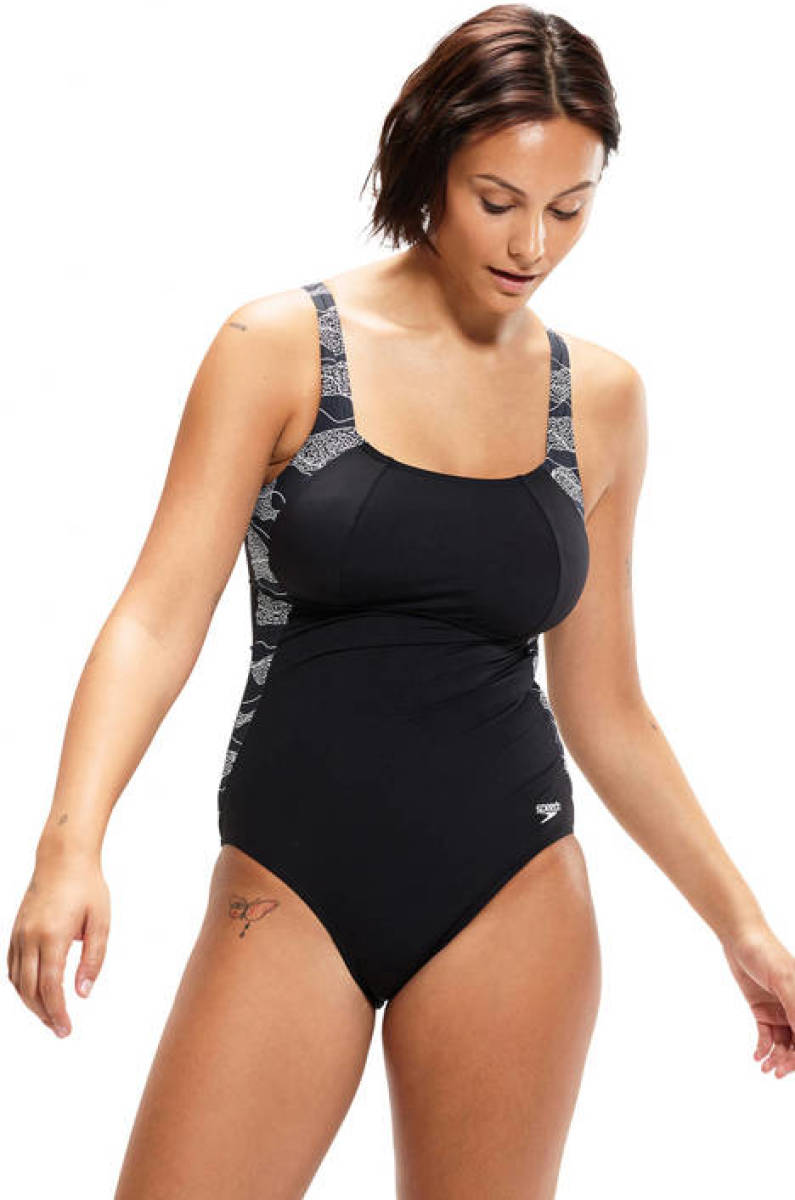 Speedo corrigerend badpak Lunalustre zwart/wit