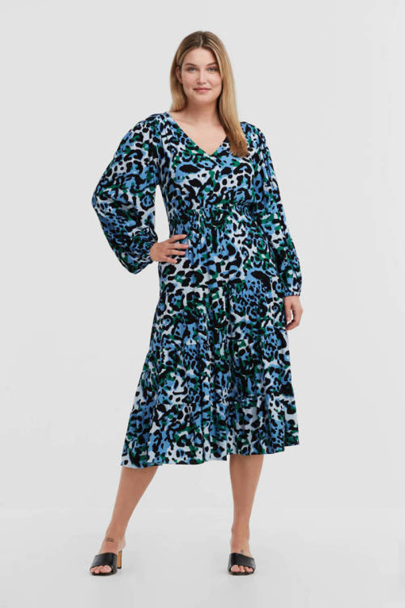 Miljuschka by Wehkamp smockjurk met panterprint blauw